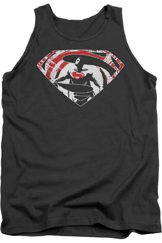 Lightweight teeBatman V Superman Super Splatter Logo Adult Tank Top