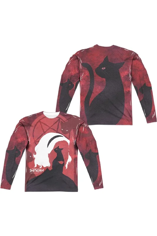 Chilling Adventures Of Sabrina Cats (Front/Back Print) Long Sleeve Adult Poly Crew Tee / T-Shirt