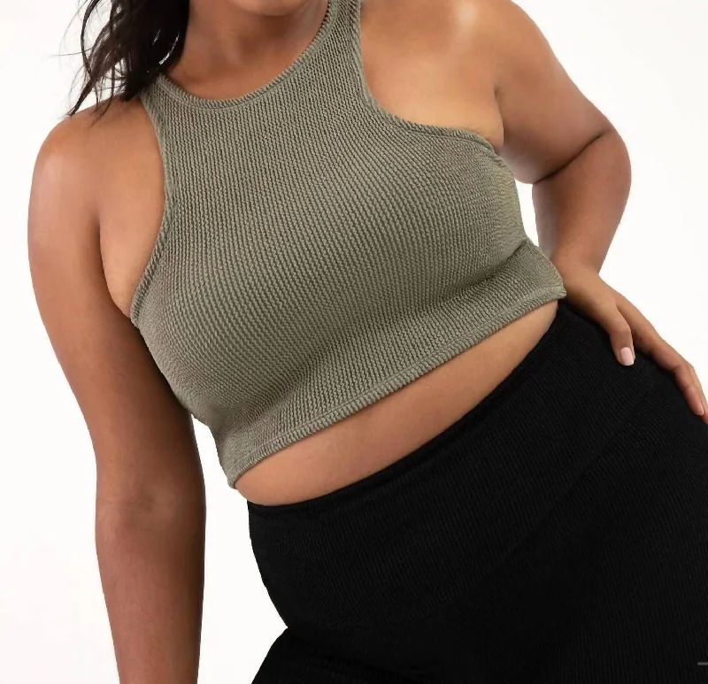 Training vestCrinkle Washed Racerback Crop Tank Top In Moss