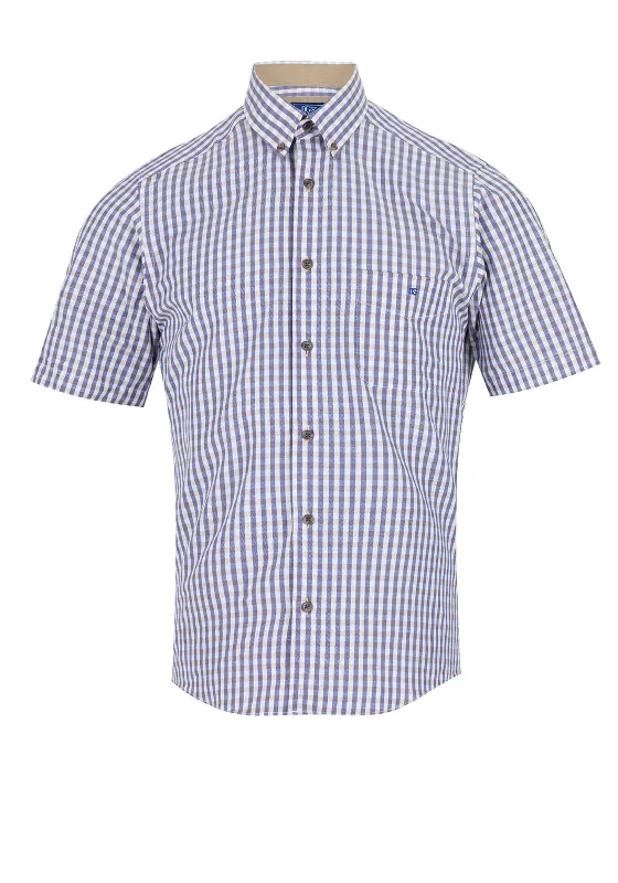 Daniel Grahame Gingham Shirt, Navy & BeigeFringed Shirts