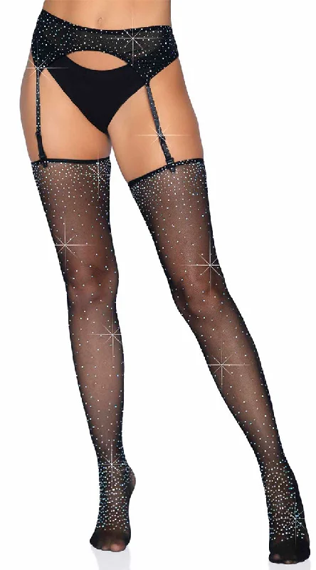 Rhinestone Garter Belt And Stocking Set