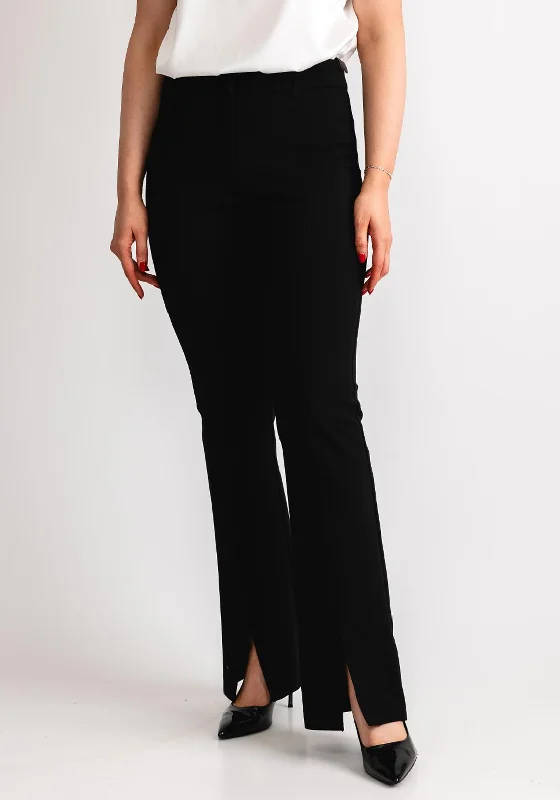 Robell Joella Slit Hem Flared Trousers, Black