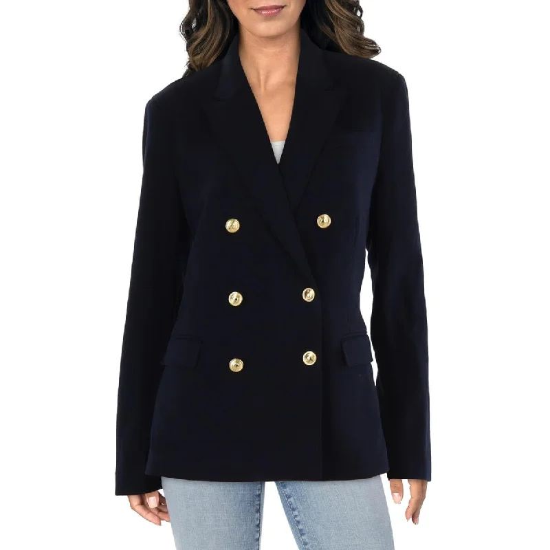 Womens Shoulder Pads Long Sleeve Two-Button Blazer