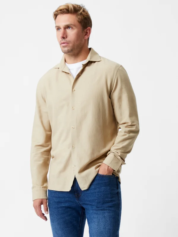 Long Sleeve Linen Blend ShirtLinen Shirts