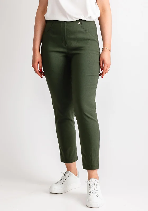 Robell Slim Fit Bella Trousers, Khaki Green