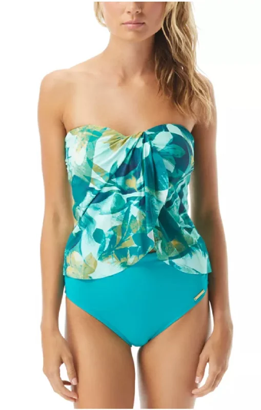 Windproof jacketVince Camuto Women's Draped Bandeau Tankini Top, Green, L