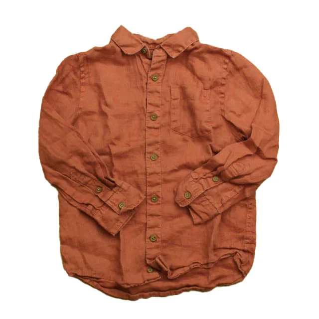 Monoprix Boys Rust Button Down Long Sleeve