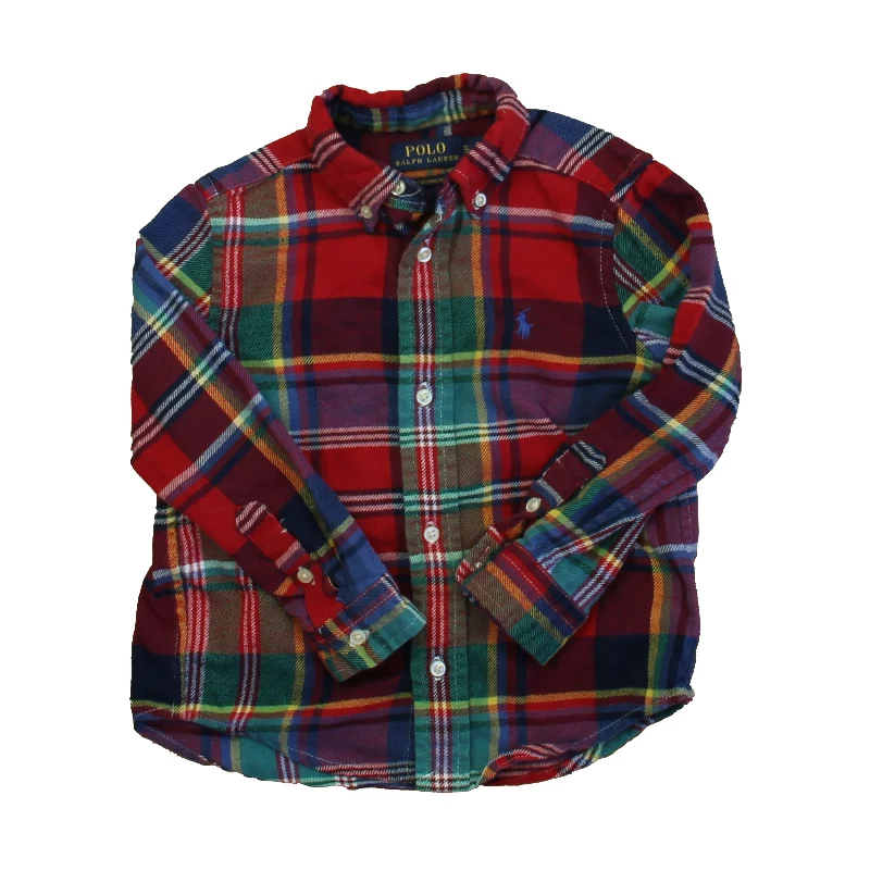 Ralph Lauren Boys Red Plaid Button Down Long Sleeve