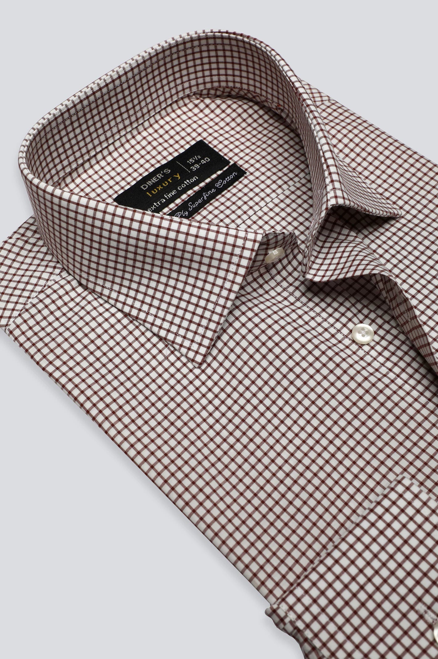 Brown Mini-Check Formal ShirtZippered Shirts