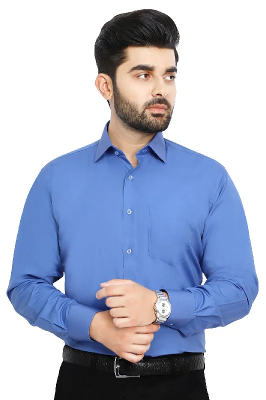 Dark Blue Plain Formal ShirtLace-Up Shirts