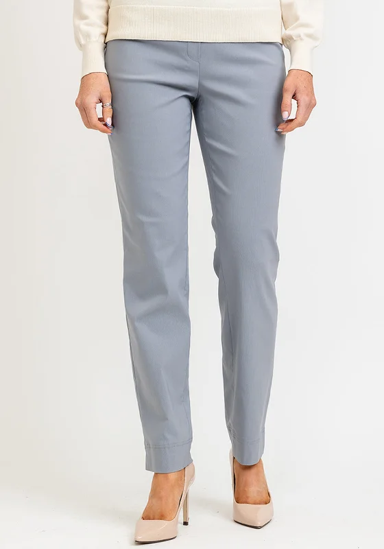 Robell Marie Full Length Slim Leg Trousers, Silver Grey