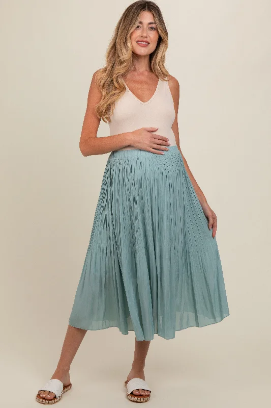 Formal SkirtBlue Pleated Maternity Midi Skirt