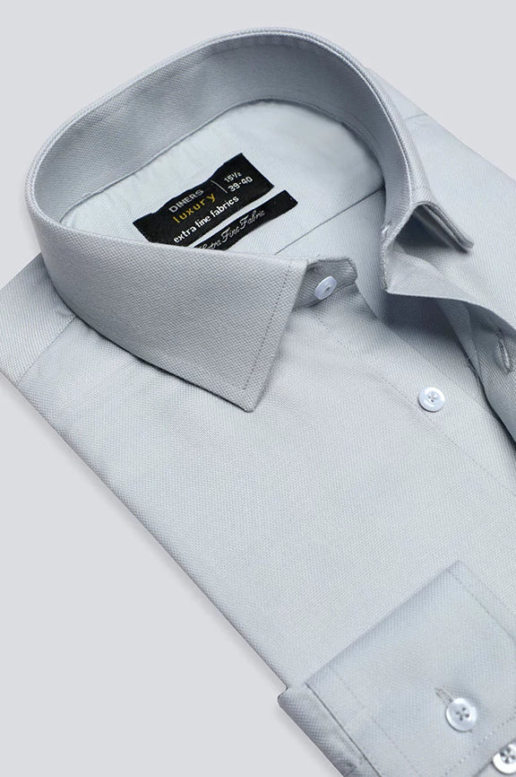 Light Grey Dobby Textured Formal ShirtLogo Shirts