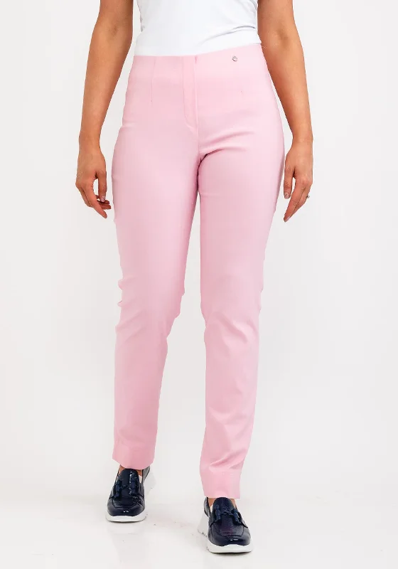 Robell Marie Full Length Slim Leg Trousers, Soft Rose