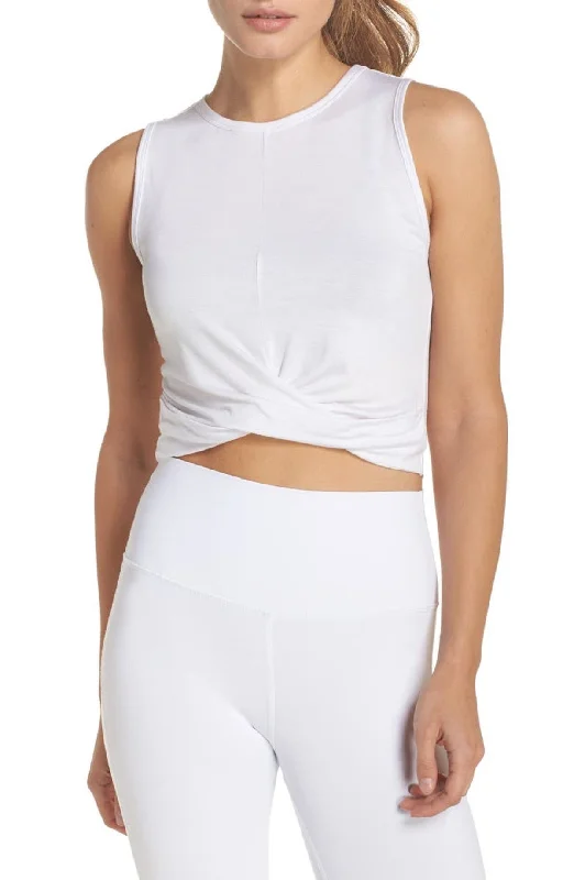 Performance teeAlo Yoga Women's Crewneck Cover Tank, White, L