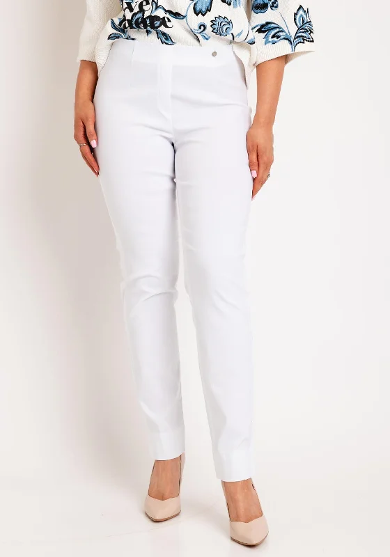 Robell Marie Full Length Slim Leg Trousers, White