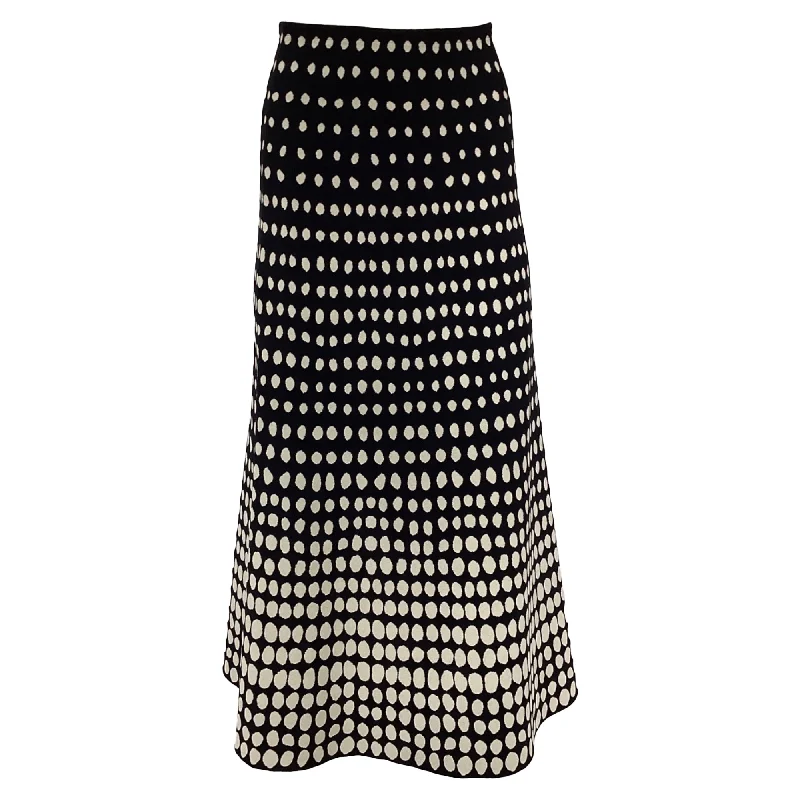 Prom SkirtAlaia Polka Dot Midi Skirt in Black and White Viscose