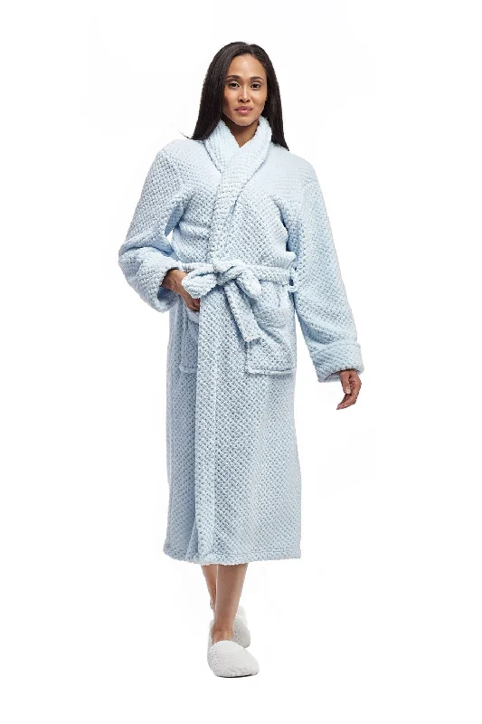 La Cera Textured Full Length Fleece Bath Robe