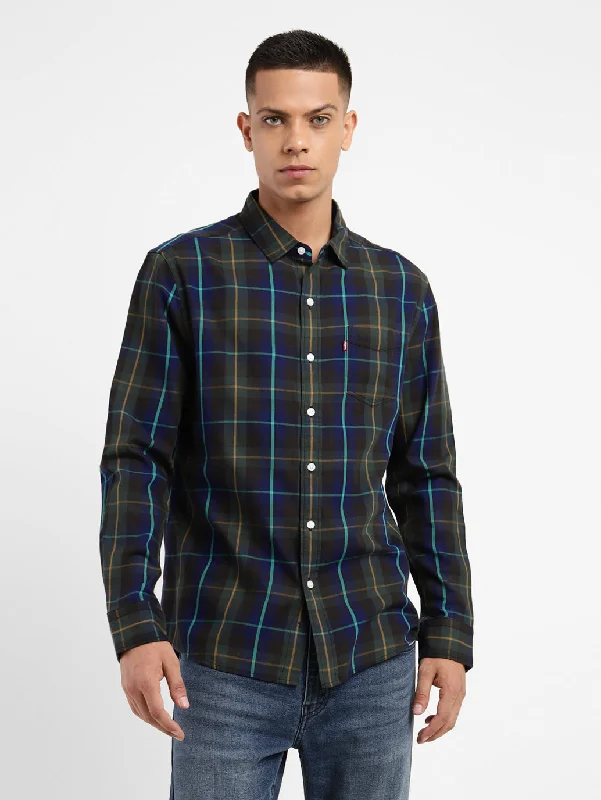 Men's Checkered Slim Fit ShirtMesh Shirts