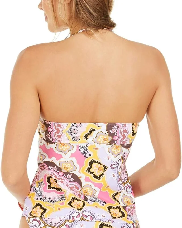 Breathable hoodieHula Honey Juniors' Paisley Party Printed Molded Bandeau Tankini Top (X-Small)