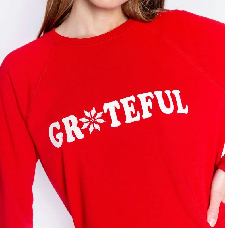 Happy Joy Long Sleeve Top In Red