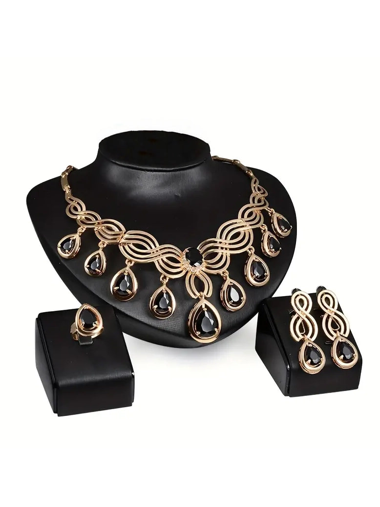 4 Piece Necklace, Ring and Earring Set