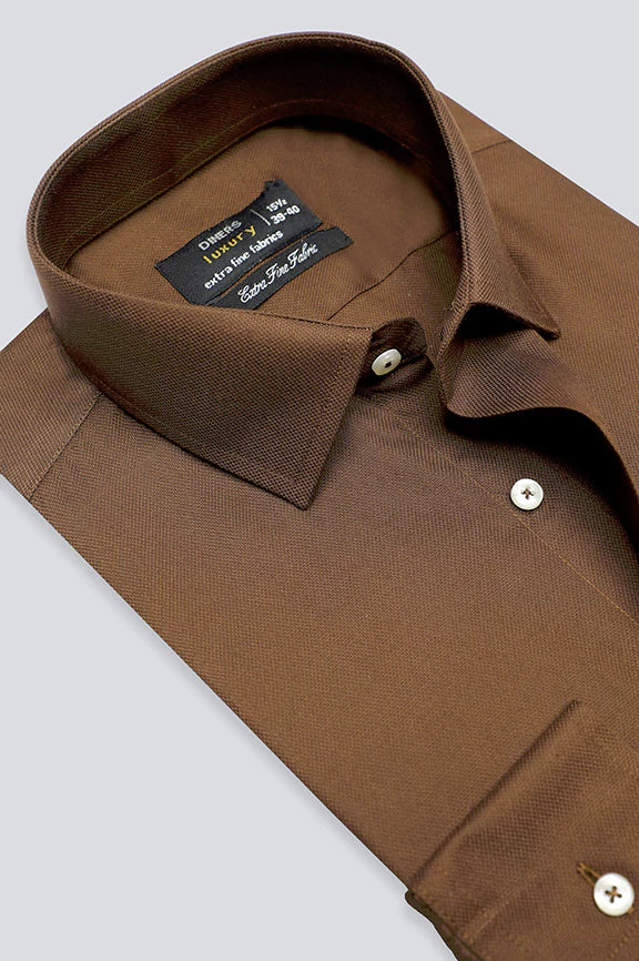 Brown Dobby Textured Formal ShirtLace-Up Shirts