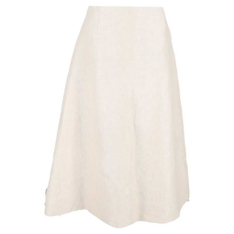 High-visibility SkirtTheory Full Circle Midi Skirt in Beige Linen