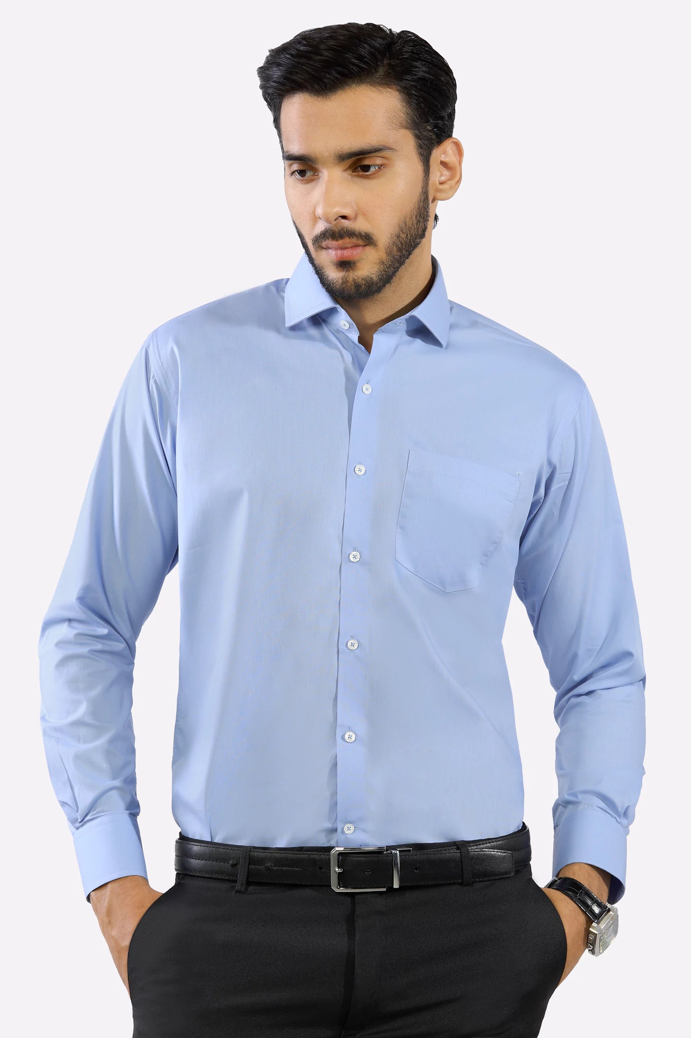 Light Blue Plain Formal ShirtBand Merch Shirts