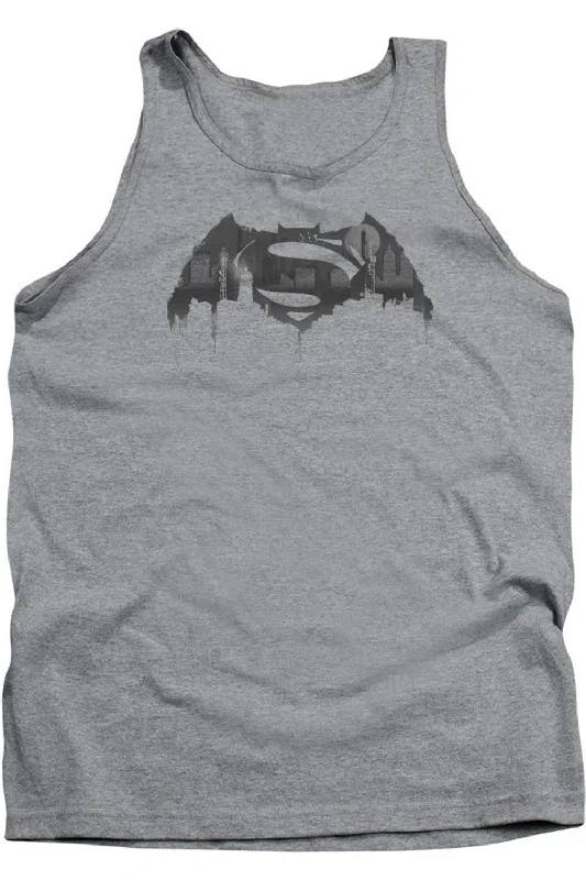 Compression vestBatman V Superman Cityscape Logo Adult Tank Top