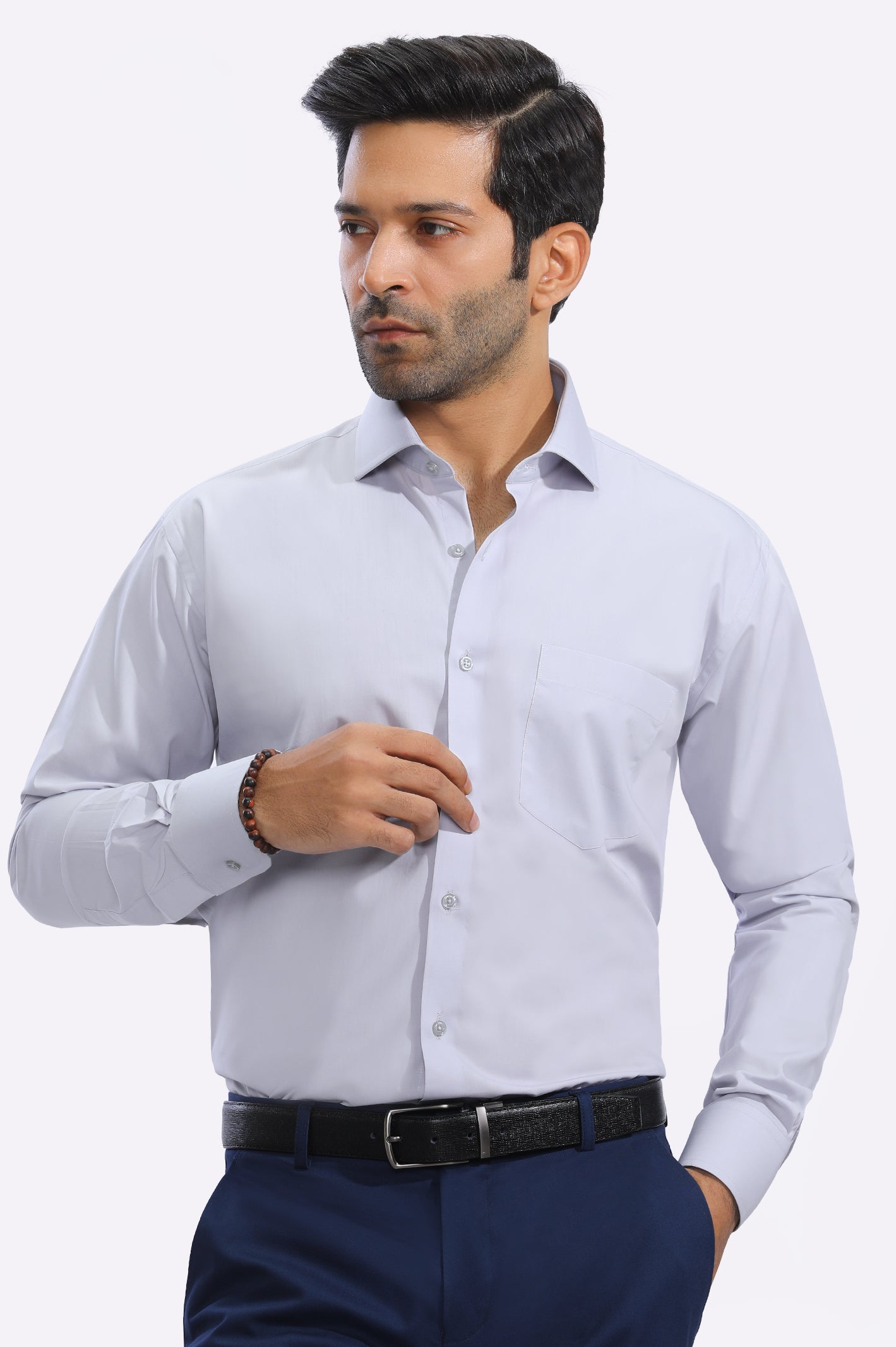 Light Grey Plain Formal Man ShirtOrganic Cotton Shirts