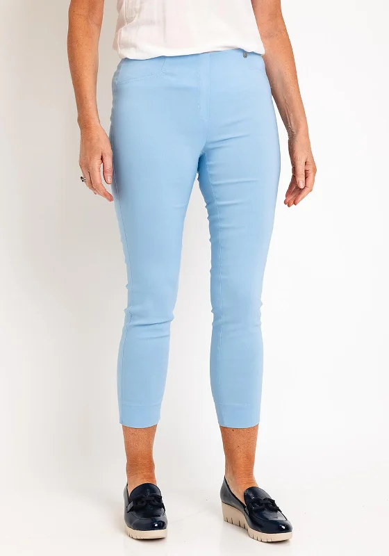 Robell Rose 09 Turn Up Ankle Grazer Trousers, Sky Blue