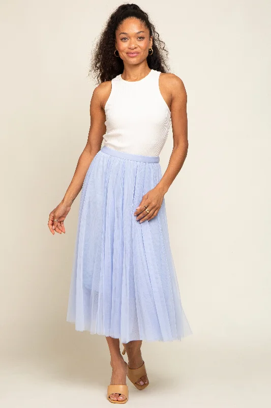 Pleated SkirtLight Pink Tulle Midi Skirt