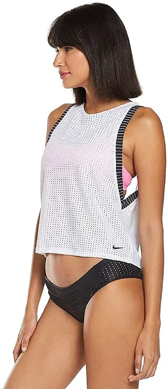 Cycling tankNike Women's Swimsuit Sport Mesh Layered Tankini Top, White/Pink, S