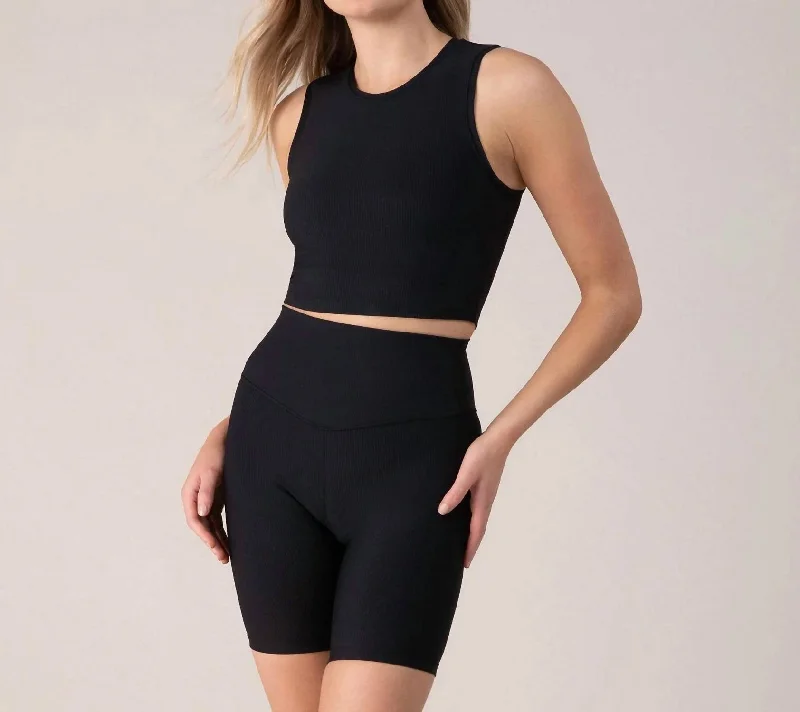 Trail tankRibbed Scoop Crop Tank Top In Ebony