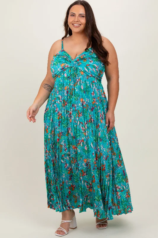 Jade Floral Pleated Plus Midi DressCrinoline Dress