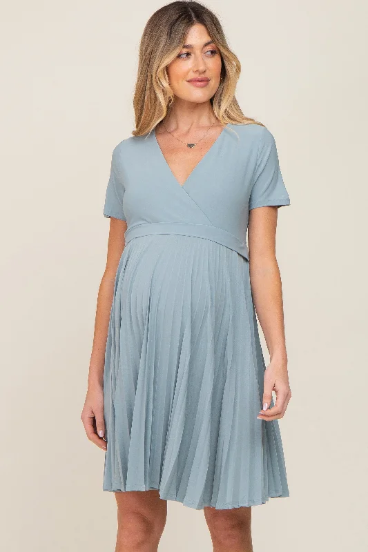 Mint Pleated Maternity/Nursing DressReflective Dress