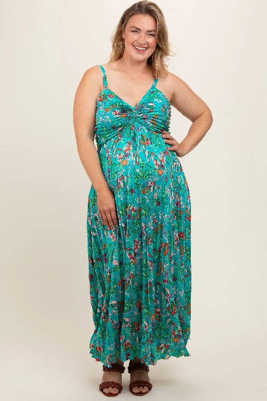 Jade Floral Pleated Maternity Plus Midi DressHigh-visibility Dress