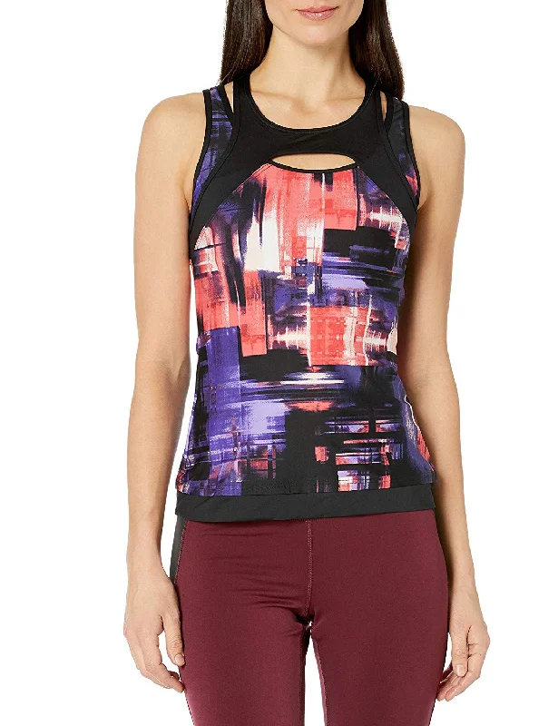 Running jacketCalvin Klein Women's Printed Sporty Overlay Tankini Top, Purple, M