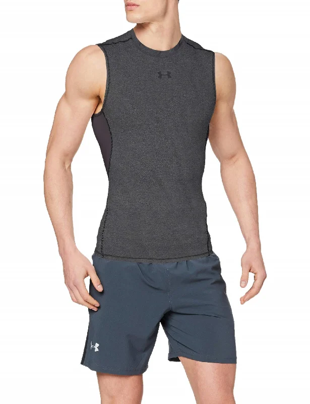 High-visibility tankUnder Armour Men's Athletic HeatGear Sleeveless Tank, Carbon Heather,M