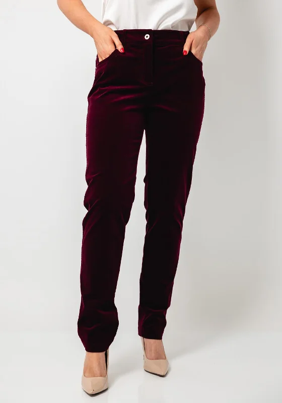 Robell Elena Corduroy Straight Leg Trousers, Wine