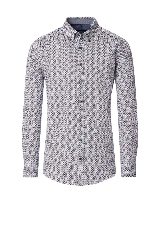 Casa Moda Diamond Print Shirt, BlueTravel Shirts