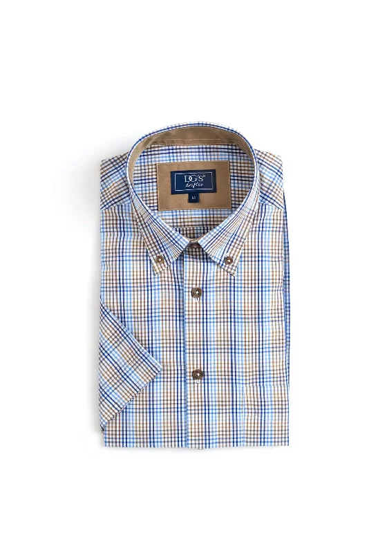 Daniel Grahame Spring Gingham Shirt, Beige & Blue MultiSequined Shirts