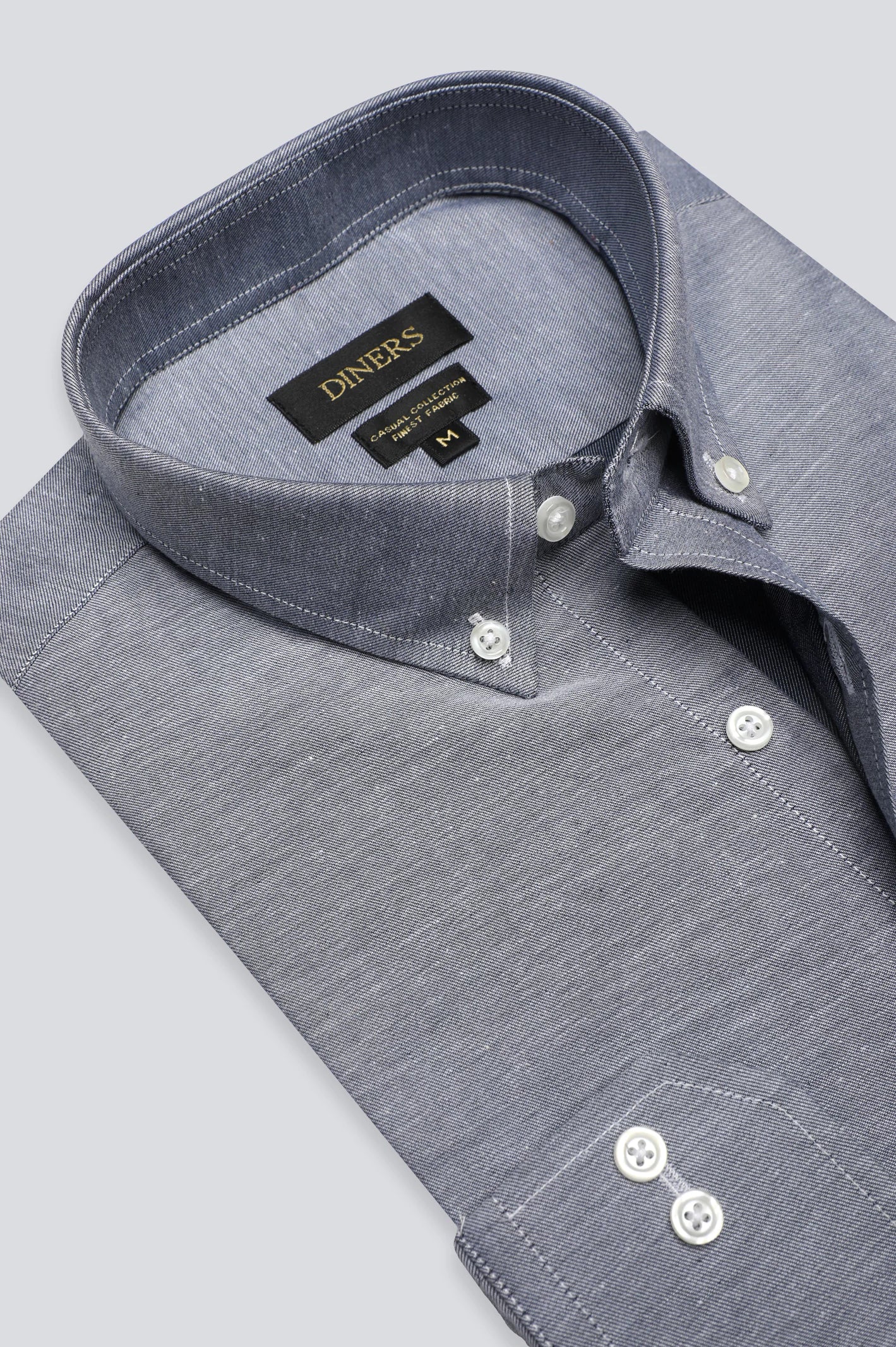 Dark Blue Twill Textured Casual ShirtHip-Hop Shirts