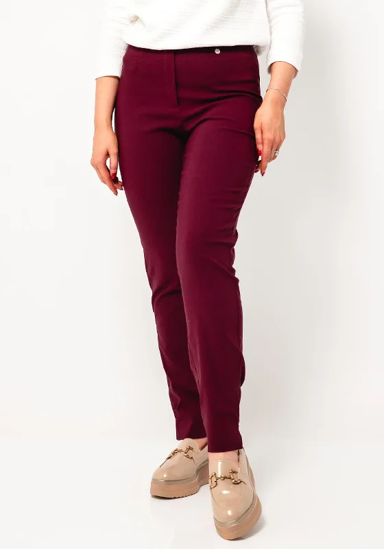 Robell Marie Full Length Slim Leg Trousers, Wine