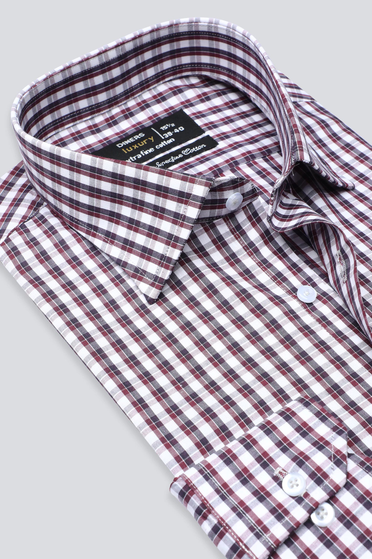 Maroon Tattersall Check Formal ShirtPolyester Shirts