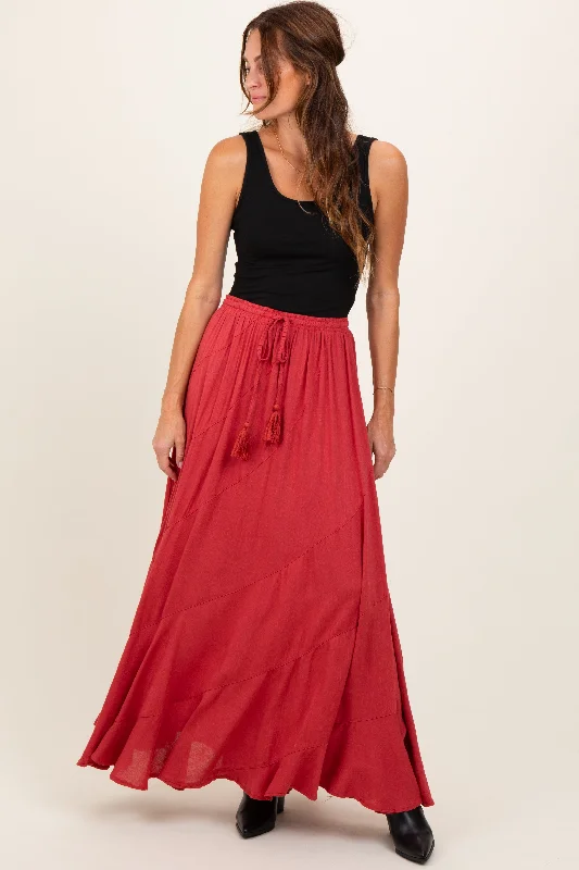 Pencil SkirtRed Tassel String Maxi Skirt