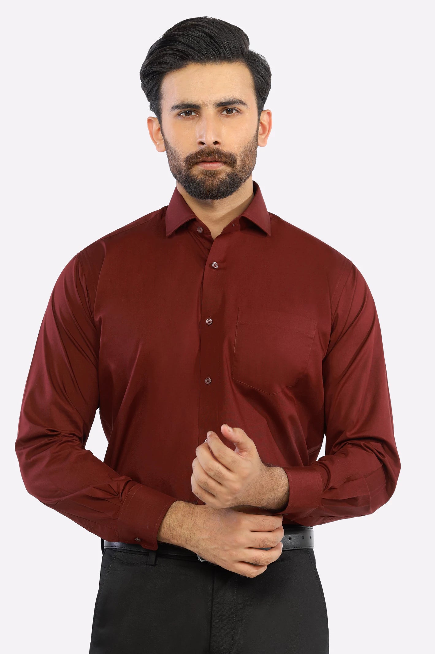 Maroon Plain Formal ShirtPolyester Shirts