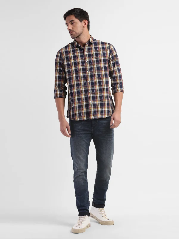 Men's Checkered Spread Collar ShirtWork Shirts