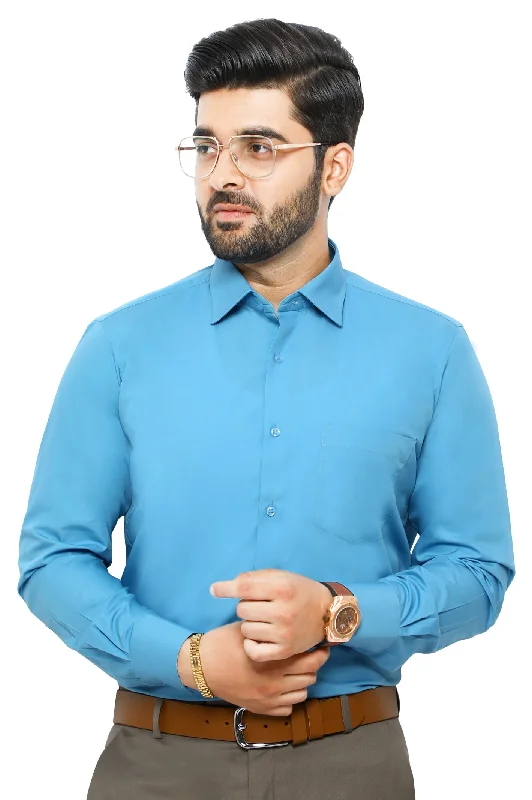 Teal Plain Formal ShirtLeather-Paneled Shirts